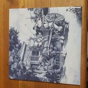 Royal Mosa Holland 6” x 6” Blue Tile Horse And Carriage At Pub, New!